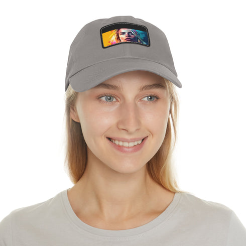 Neon Dream Margot Cap in White with Light Brown Rectangle Patch