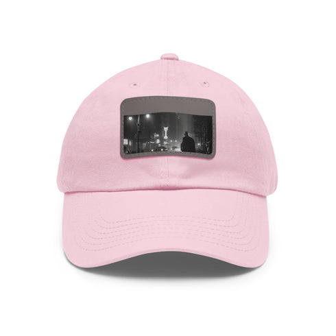 Dark Knight Gotham City Cap in White with Light Brown Rectangle Patch.