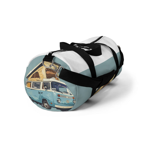 Light Blue Retro Camper Duffel Bag with All Over Print
