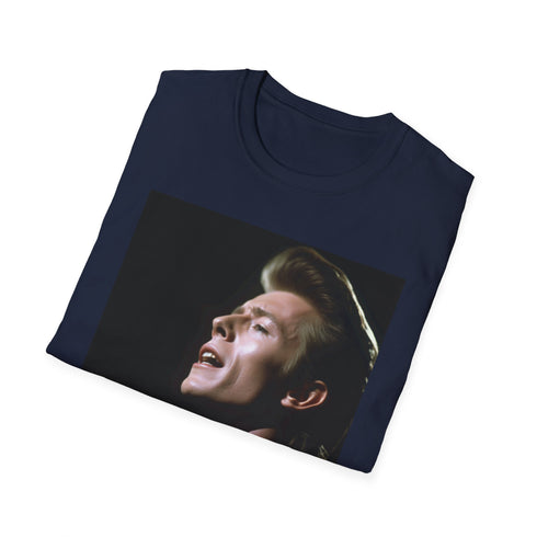 Charcoal watercolor David Bowie Ziggy Stardust T-shirt with expressive brushstrokes