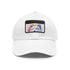 Fluffy white Samoyed Snapback hat with light brown patch.