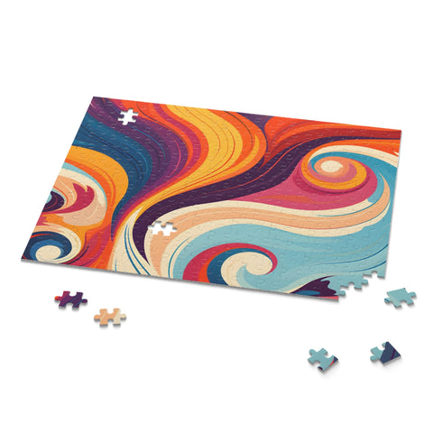 Colorful 70s marine texture puzzle for groovy fun with vibrant colors.