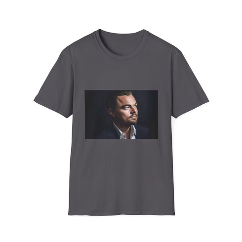 Charcoal cotton crew neck t-shirt with Leonardo DiCaprio design regular fit