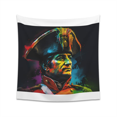 Neon Emperor Napoleon Watercolor Tapestry - Vibrant and Bold Portrait in Neon Hues - High-Quality Material - Great Gift - 34 x 40 or 57 x 57 Sizes