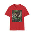 Charcoal cotton crew neck T-shirt with vibrant Luigi painting design