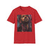 Charcoal cotton crew neck T-shirt featuring vibrant poetic Drake portrait design