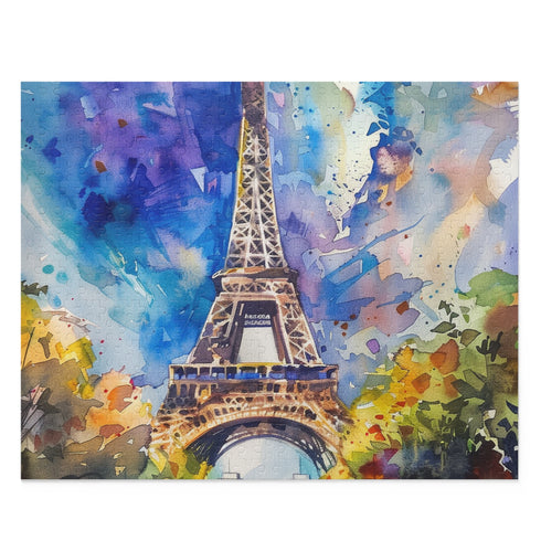 Eiffel Tower Watercolor Jigsaw Puzzle, 10x8 inches, 120 pieces.