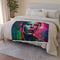 Elevate your space with the Neon Charisma Blanket: A Watercolor Tribute to Breitling Charlize Theron. This stunning blanket pays homage to Charlize Theron with bold neon hues and captivating watercolor art. Add a touch of Hollywood glamour and artistic flair to your home decor with this mesmerizing portrait that exudes strength and grace.