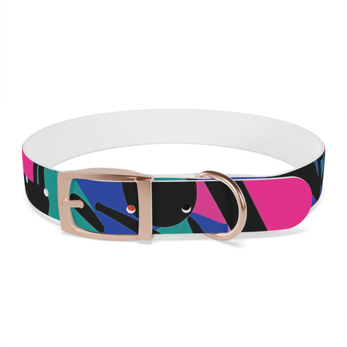 Neon graffiti dog collar in black onyx for urban chic style.