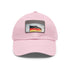German flag colored baseball cap with rectangle logo patch.