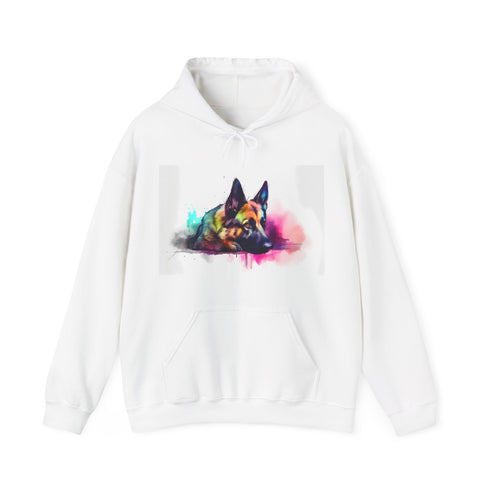 Standing Guard GSD Watercolor Navy Hoodie, Regular Fit Unisex S Size