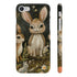 Whimsical woodland phone case with forest creatures on glossy surface.