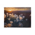 Sunset Canyon with Floating Bioluminescent Jellyfish — Plush Fleece Throw Blanket — 300 GSM Plush Coral Fleece Texture Close-