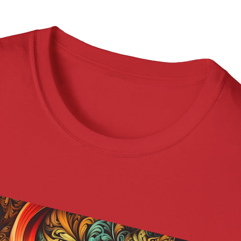 Charcoal crew neck cotton T-shirt with intricate fractal pattern for summer