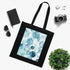 Stylish black cotton tote bag with mesmerizing ocean gaze eye pattern.