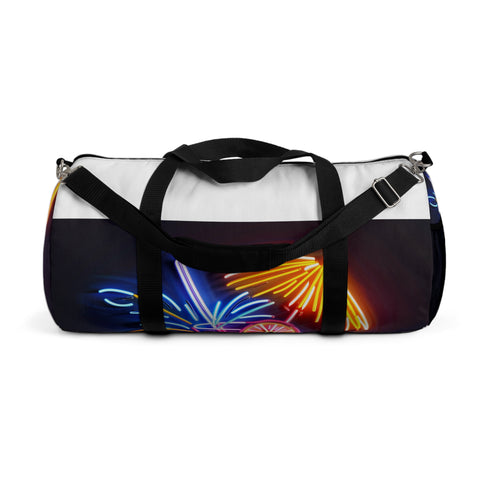 Neon tropical cocktail duffle bag with vibrant all over print design.
