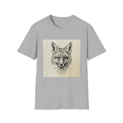 Geometric fox portrait charcoal t-shirt in regular fit, cotton, DTG print.