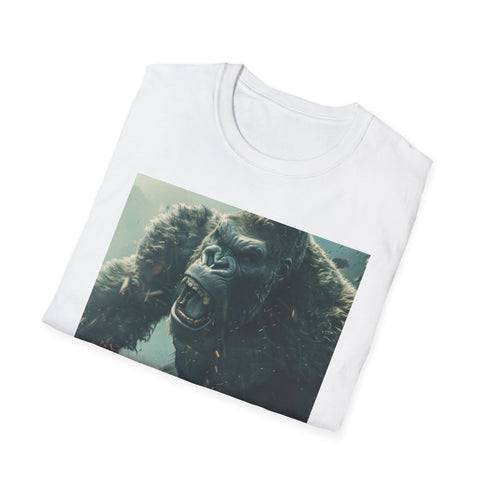 King Kong Charcoal T-Shirt with Primal Jungle Majesty Brushstrokes.