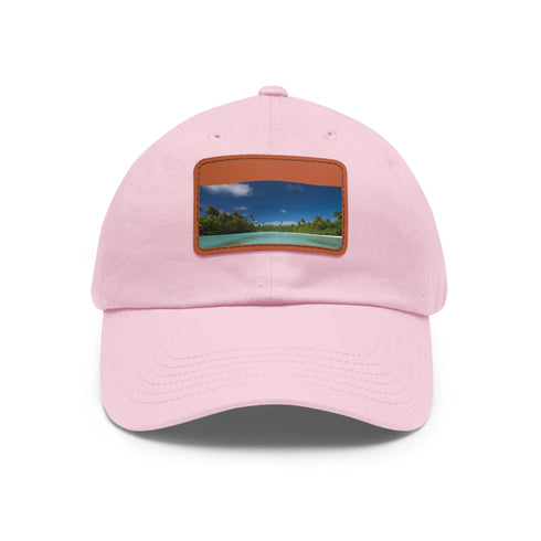 Aitutaki Paradise Cap in White with Light Brown Rectangle Patch