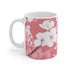 Pink and white cherry blossom ceramic coffee mug, 11 oz.
