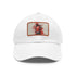Cityscape Street Snapback Cap in White with Light Brown Patch, Rectangle