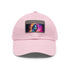Neon Keanu Reeves watercolor baseball cap, white with light brown patch.