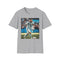 Charcoal cotton crew neck tee with watercolor Argentine stripes design