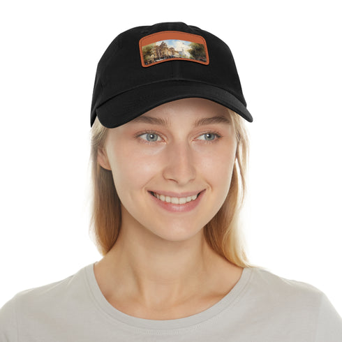 Melbourne Tram Style Baseball Cap in White with Light Brown Patch