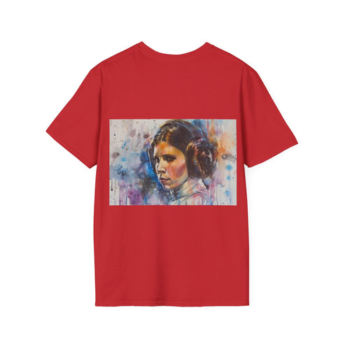 Charcoal cotton tee with watercolor Princess Leia design regular fit crew neck