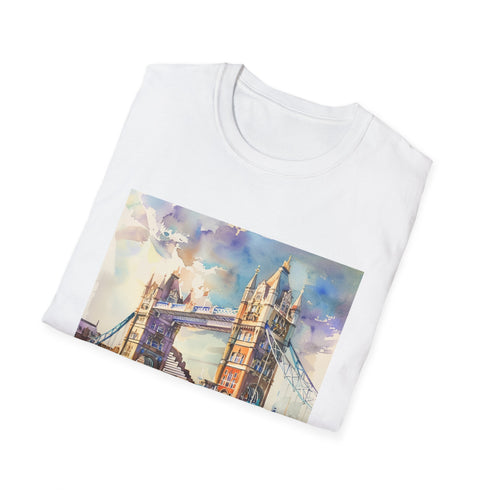 Watercolor Tower Bridge charcoal T-shirt with crew neck and regular fit