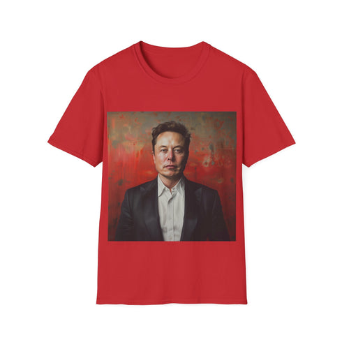 Charcoal cotton tee with Elon Musk graphic and crew neck