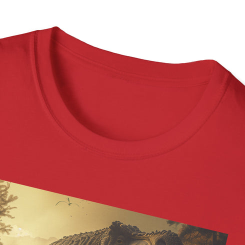 Cotton charcoal T-Rex printed crew neck t-shirt in size small.