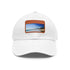Malibu Dreamin White Baseball Cap with Light Brown Patch Rectangle Design