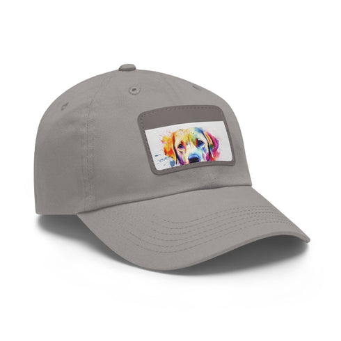 Lovable Lab Cap in White with Light Brown Patch - Cotton Unisex Vegan Hat