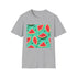 Charcoal crew neck T-shirt with watermelon and floral tropical pattern