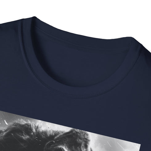 Charcoal crew neck T-shirt with dynamic King Kong urban design