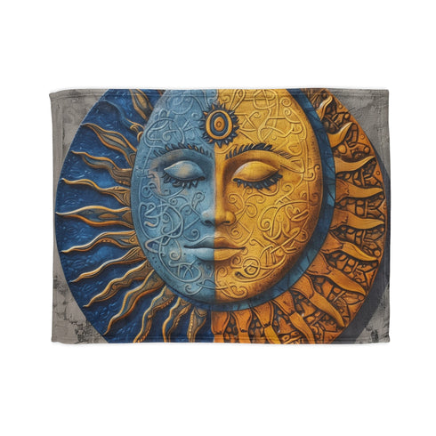 Cosmic Dance Mandala Blanket: Celestial Sun & Moon Balance Design