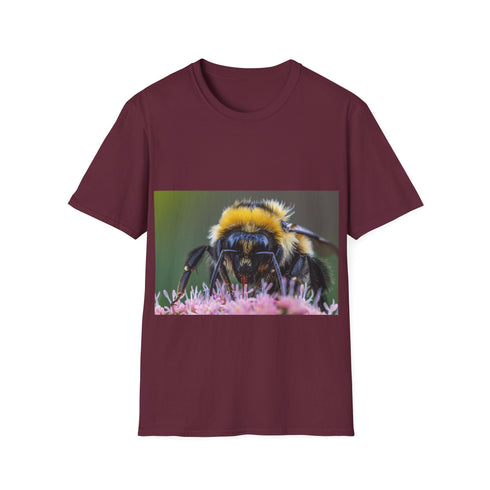 Vibrant charcoal watercolor t-shirt with bumblebee design cotton crew neck