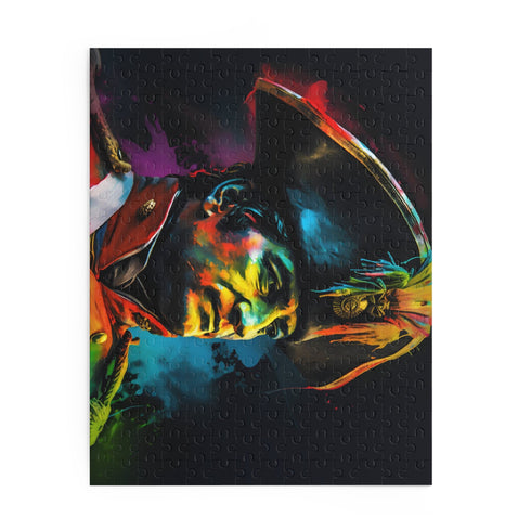 Napoleon Watercolor Neon Puzzle 120 pieces, back-to-school, vibrant historical jigsaw.