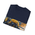 Vibrant charcoal watercolor tee with bumblebee art on soft cotton fabric