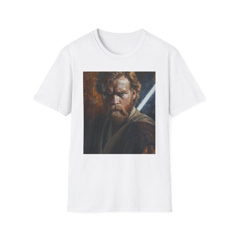Charcoal cotton T-shirt featuring Obi-Wan Kenobi's vibrant painted portrait