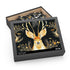 Mythical jackalope puzzle with whimsical seamless pattern, perfect for fantasy enthusiasts.
