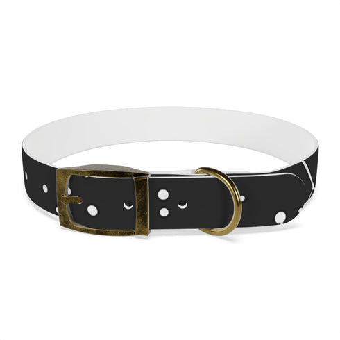 Celestial-inspired black dog collar with twinkling stars pattern.