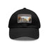 Trendy snapback cap with Amsterdam skyline design on light patch.