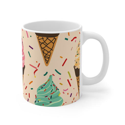 Colorful sprinkle cone ceramic coffee mug for whimsical mornings.