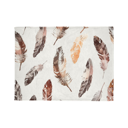 Boho Chic Feather Blanket with Delicate Seamless Pattern Home Decor.