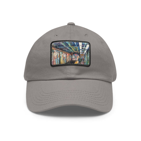 New York Subway Watercolor Snapback Cap in White with Light Brown Patch