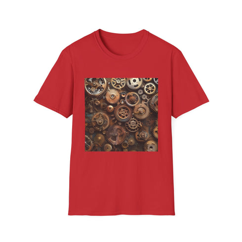 Steampunk T-shirt with intricate gears and cogs design in Sport Grey.