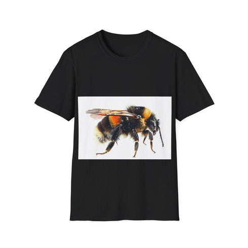 Charcoal watercolor tee featuring vibrant bumblebee design soft cotton crew neck
