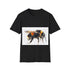 Charcoal watercolor tee featuring vibrant bumblebee design soft cotton crew neck